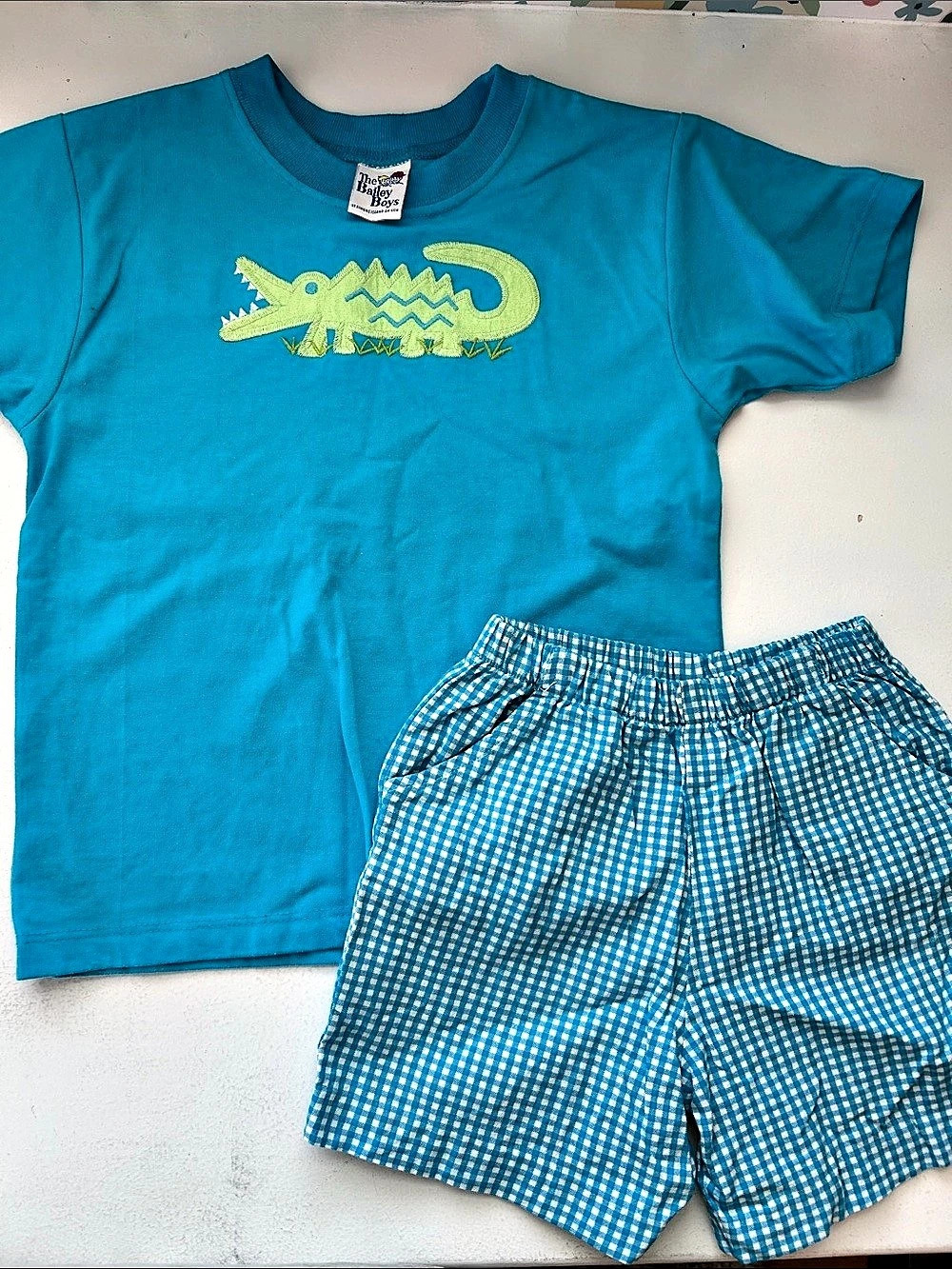Bailey Boys Matching Set Blue Gingham